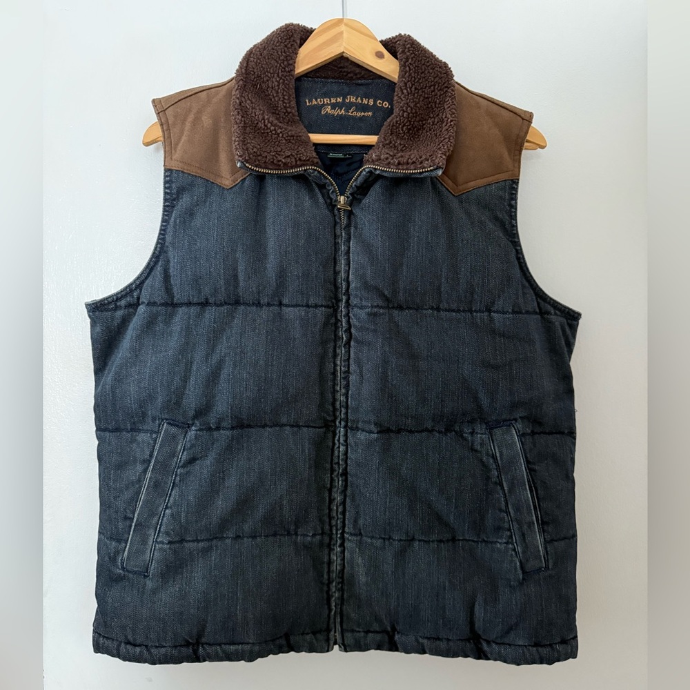 Lauren Jeans Co. Ralph Lauren Denim Puffer Vest L